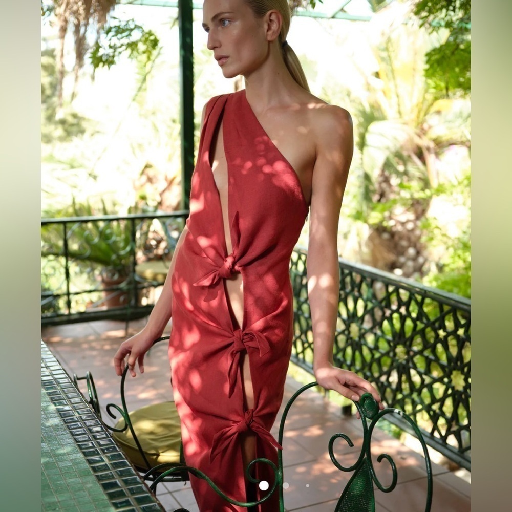 Piece of White Cranberry Carly Dress 100% Linen